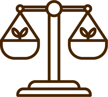 Fair trade scales icon for Huruma Cocoa beans brown